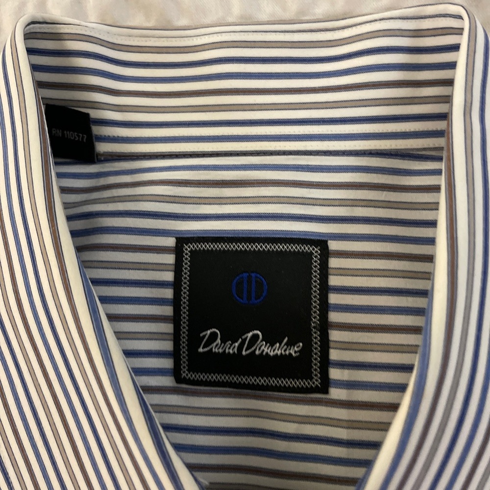 David Donahue Multi-Color Stripe Spread Collar Dr… - image 6